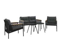 Qnhdfrt 5-Piece Steel & Textilene Patio Furniture Set, Black