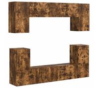 Qnhdfrt 5-Piece Wall Mounted TV Stand Set, Smoked Oak Engineered Wood