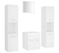 Qnhdfrt 5-Piece White Bathroom Vanity Set with Ceramic Sink