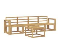 Qnhdfrt 5-Piece White Solid Acacia Wood Outdoor Modular Sofa Set