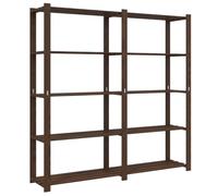 Qnhdfrt 5-Tier Solid Pine Wood Storage Shelving Unit, Brown
