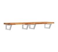 Qnhdfrt 55x16 inch Acacia Wood Floating Vanity Top with White Steel Frame