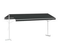 Qnhdfrt 5x3m Freestanding Double-Sided Patio Awning, Anthracite Polyester | Features an adjustable crank handle for easy opening, ideal for large gardens, terraces, and outdoor decks.