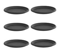 Qnhdfrt 6-Pack 10.6-inch Round Plastic Plant Saucers, Black | Featuring a rolled rim and 1-inch depth, these trays catch excess water drainage to protect indoor and outdoor floors.