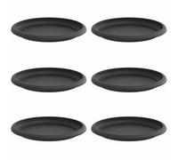 Qnhdfrt 6-Pack 7-inch Round Plastic Plant Saucers, Black | Measuring 17.5 x 2 cm, these durable trays catch excess water and soil runoff to protect indoor and outdoor surfaces.