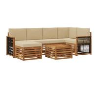 Qnhdfrt 6-Piece Acacia Wood Outdoor Sectional Sofa Set