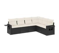 Qnhdfrt 6-Piece Black PE Rattan Modular Patio Sofa Set with Cushions