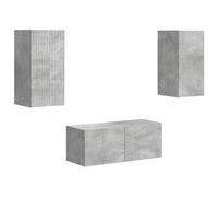 Qnhdfrt 6-Piece Floating TV Stand Set, Engineered Wood, Concrete Gray