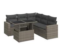 Qnhdfrt 6-Piece Grey PE Rattan Modular Patio Sofa Set