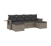 Qnhdfrt 6-Piece Grey PE Wicker Patio Furniture Set with Storage