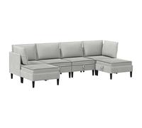 Qnhdfrt 6-Piece Light Gray Fabric Modular Sofa Set
