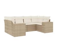 Qnhdfrt 6-Piece Modular Rattan Patio Sofa Set with Cushions, Beige
