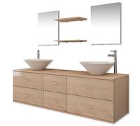 Qnhdfrt 60-inch Floating Double Sink Vanity Set with Mirrors, Beige