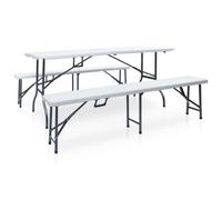 Qnhdfrt 6ft Folding Picnic Table and Bench Set, White HDPE & Steel