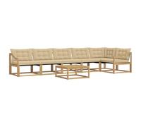 Qnhdfrt 7-Piece Acacia Wood Outdoor Sectional Sofa Set