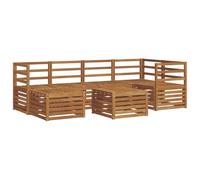 Qnhdfrt 7-Piece Acacia Wood Outdoor Sectional Sofa Set with Table