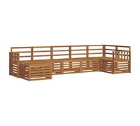 Qnhdfrt 7-Piece Solid Acacia Wood Outdoor Sectional Sofa Set, Natural