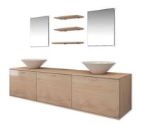 Qnhdfrt 71-inch Wall-Mount Double Bathroom Vanity Set Beige