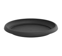 Qnhdfrt 8.5-inch Round Plastic Plant Saucers Black 24-Pack | Designed with a rolled rim to catch excess water runoff and protect indoor or outdoor floors and tables.