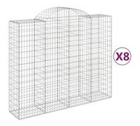 Qnhdfrt 8 Paniers à Gabions Arqués en Fer Galvanisé, 200x50x160/180 cm | Convient pour la création de clôtures de jardin, murs de soutènement et brise-vents extérieurs.