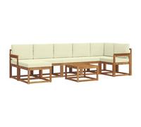 Qnhdfrt 8-Piece Acacia Wood Outdoor Sectional Sofa Set with Table