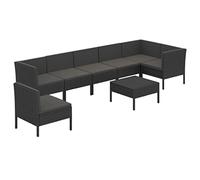 Qnhdfrt 8-Piece Black PE Rattan Modular Outdoor Sofa Set