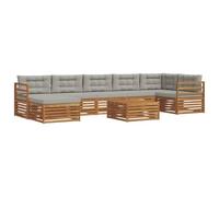 Qnhdfrt 8-Piece Solid Acacia Wood Modular Outdoor Sofa Set, Gray