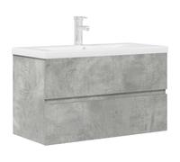 Qnhdfrt 80cm Wall-Mounted Bathroom Vanity with Ceramic Sink, Gray