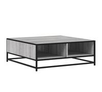 Qnhdfrt 80x80cm Square Coffee Table, Wood and Metal, Sonoma Gray