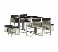 Qnhdfrt 9-Piece Outdoor Wicker Dining Set with Glass Table