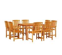 Qnhdfrt 9-Piece Solid Acacia Wood Patio Dining Set