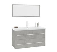 Qnhdfrt 90cm Concrete Gray Bathroom Vanity Set with Sink and Mirror