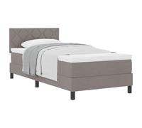 Qnhdfrt 90x190 cm Taupe Box Spring Bed Set with Mattress & Headboard | Features a pocket spring mattress, comfort topper, and adjustable headboard, sized for single sleepers.