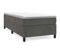Qnhdfrt 90x190 cm Velvet Single Bed Frame with Slats, Dark Gray | Includes plywood support slats and heavy-duty legs, suitable for modern bedrooms and standard size mattresses.