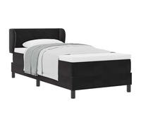Qnhdfrt 90x190cm Black Velvet Box Spring Bed with Mattress | Features an adjustable headboard, medium-comfort mattress, and topper, designed for single bedrooms or guest rooms.