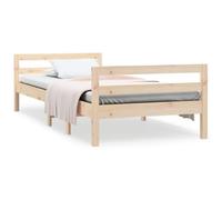 Qnhdfrt 90x200 cm Solid Pine Wood Bed Frame with Headboard | Includes a slatted base for mattress support; ideal for guest rooms or kids' bedrooms (mattress not included).