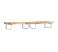Qnhdfrt Acacia Wood Bathroom Vanity Top with 4 White Steel Brackets