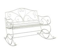 Qnhdfrt Antique White Steel 2-Seater Outdoor Garden Rocking Bench