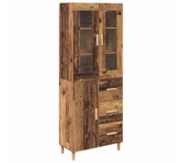 Qnhdfrt Antique Wood Tall Storage Cabinet, 3-Door 1-Drawer Buffet
