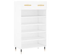 Qnhdfrt Armoire à chaussures, blanche, 60 x 35 x 105 cm, en bois fin, peu encombrant, avec 5 compartiments et tiroir, espace de rangement robuste pour couloir, chambre à coucher et bureau