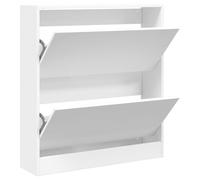 Qnhdfrt Armoire à chaussures, blanche, 80 x 21 x 87,5 cm, étroite et peu encombrante, en bois avec 2 compartiments, armoire à chaussures moderne pour couloir, entrée et petites pièces
