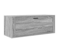 Qnhdfrt Armoire à chaussures murale, grise, 100 x 35 x 38 cm, en bois dérivé du bois, design moderne, peu encombrante, avec porte à rabat et 2 compartiments, pour couloir, salon, chambre à coucher