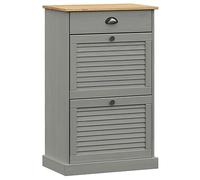 Qnhdfrt Armoire à Chaussures Vigo en Bois de Pin Massif Gris, Meuble de Rangement Élégant avec Tiroir et Portes Style Persienne pour Entrée et Couloir, Buffet Compact Robust 60x35x96 cm