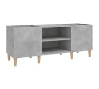 Qnhdfrt Armoire à disques en vinyle gris béton - 121 x 38 x 48 cm - Pour disques vinyles LP - Avec pieds en bois - Meuble TV bas et buffet polyvalent pour salon et bureau