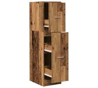 Qnhdfrt Armoire à pharmacie, commode avec 3 tiroirs, armoire à tiroirs étroite aspect bois vieilli, armoire d'appoint pour salon, bureau et couloir, matériau en bois, 30 x 41 x 118 cm