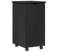 Qnhdfrt Armoire à roulettes en pin massif avec étagère, armoire d'appoint compacte en noir, 34 x 39 x 65,5 cm, pour bureau et salon