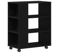 Qnhdfrt Armoire de Rangement à roulettes Étagère Roulante en Bois d'Ingénierie Chêne Noir 60 x 35 x 75 cm Meuble de Bureau Mobile avec 3 Niveaux pour Salon et Espace de Travail