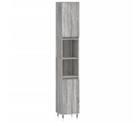 Qnhdfrt Armoire de salle de bain, gris, Sonoma 30 x 30 x 190 cm, en bois dérivé du bois, avec 6 compartiments, montage de porte flexible, pieds en fer robuste, design moderne, peu encombrant, pour