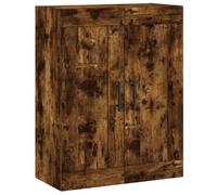 Qnhdfrt Armoire Murale Chêne Fumé 69,5x34x90 cm en Bois d'Ingénierie, Meuble de Rangement Suspendu avec 3 Compartiments et 2 Portes, Buffet Haut Flottant pour Salon, Chambre et Bureau