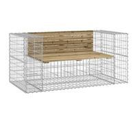 Qnhdfrt Banc de jardin avec gabions 143 x 71 x 65,5 cm, banc rustique en bois de pin imprégné et panier en acier galvanisé, meubles de jardin robustes pour jardin et terrasse